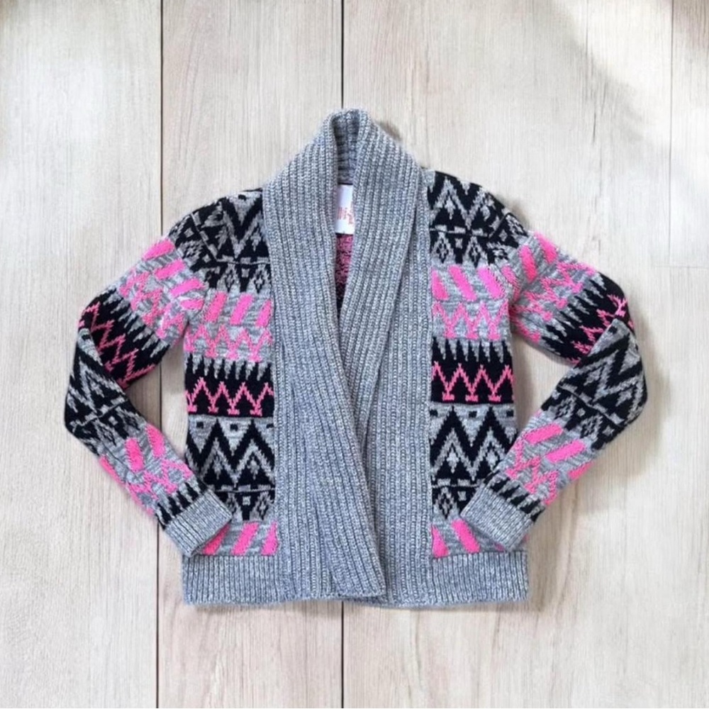 Cozy Gray and Pink Kids Cardigan